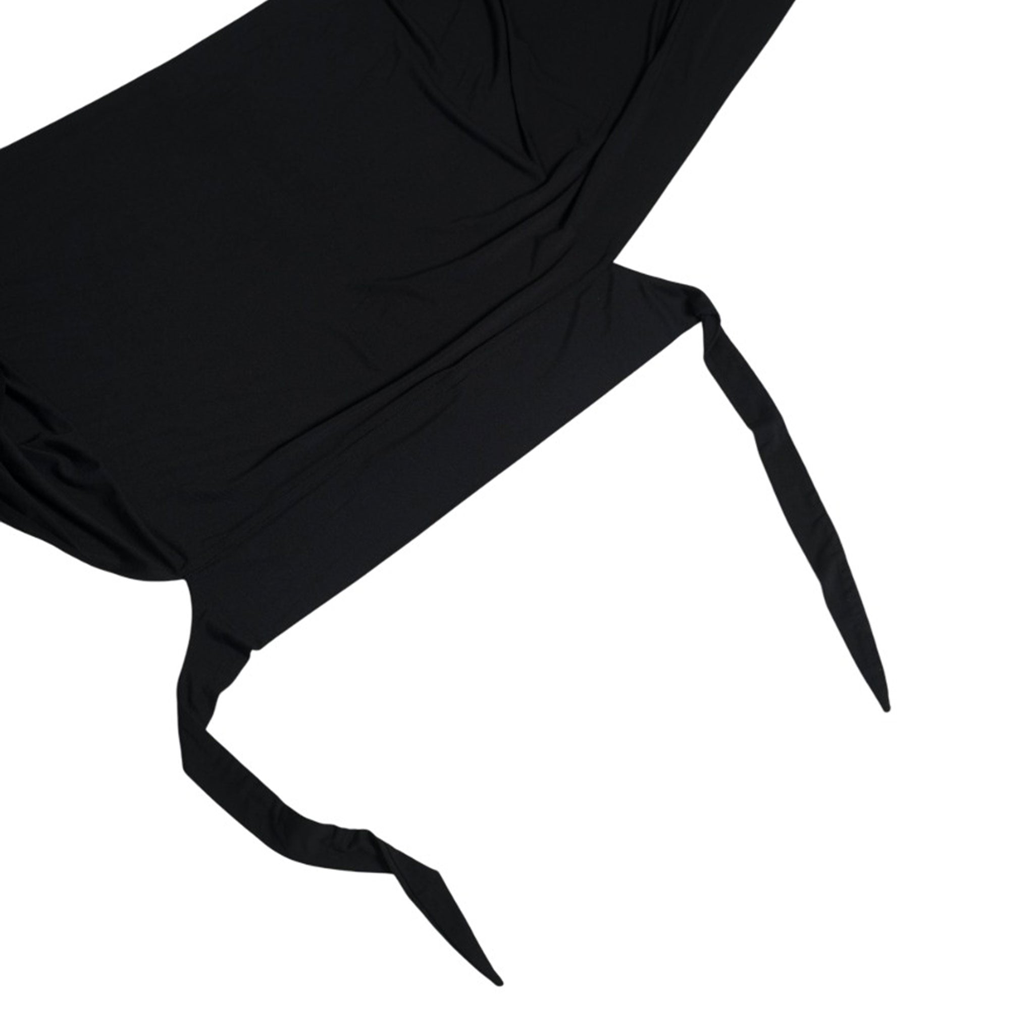Black fabric with a draped effect on a white background