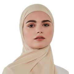 Beige chiffon scarf with wrapped/tie headband