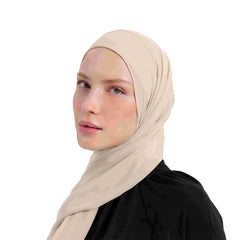 Beige chiffon scarf with wrapped/tie headband