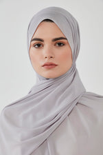 Grey chiffon scarf with headband - Haneenalsaify