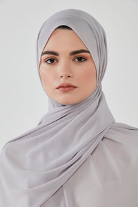 Grey chiffon scarf with headband - Haneenalsaify