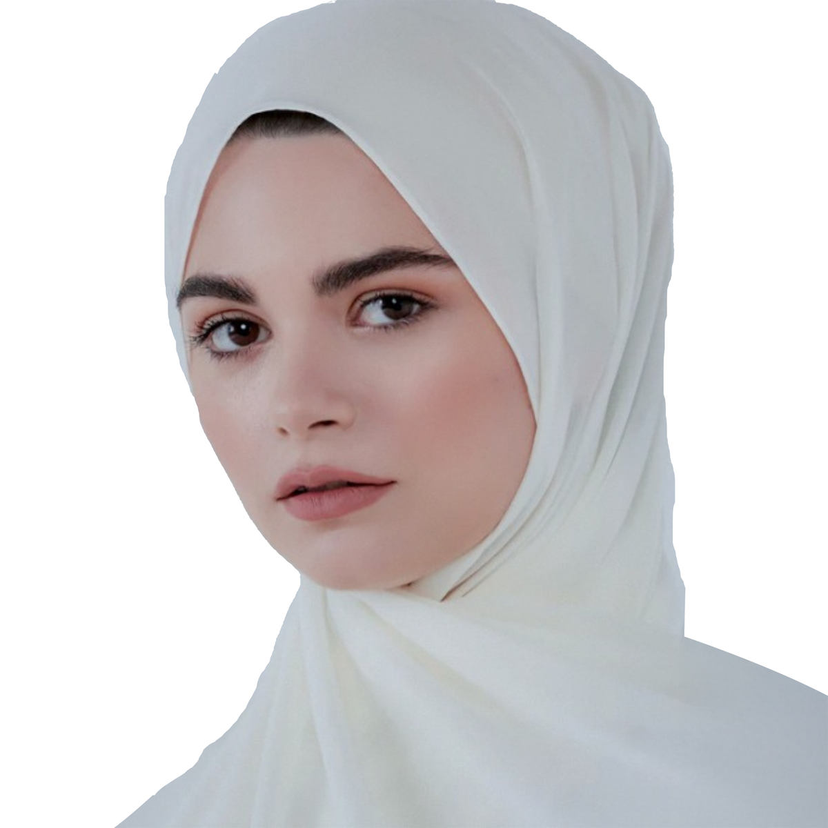 White chiffon scarf with wrapped/tie headband