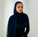 Black chiffon scarf with wrapped/tie headband - Haneenalsaify