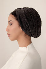 Black Shimmer Cap Turban - Haneenalsaify