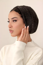 Black Shimmer Cap Turban - Haneenalsaify