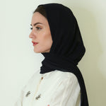 Navy Blue chiffon scarf with wrapped/tie headband - Haneenalsaify