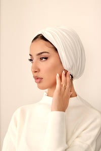 White Cotton Cap Turban - Haneenalsaify