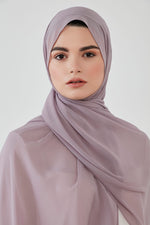 Light mauve chiffon scarf with headband - Haneenalsaify