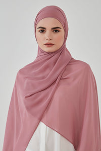 Muted pink chiffon scarf with headband - Haneenalsaify