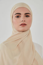 Beige chiffon scarf with headband - Haneenalsaify