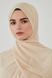 Beige chiffon headscarf - Haneenalsaify