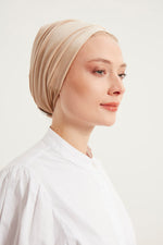 Beige Velvet Turban - Haneenalsaify