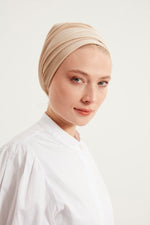 Beige Velvet Turban - Haneenalsaify