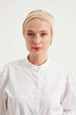 Beige Velvet Turban - Haneenalsaify