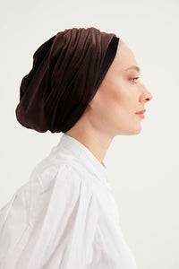 Dark brown velvet turban - Haneenalsaify