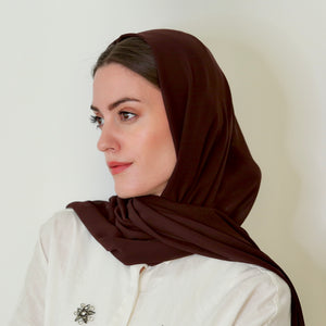 Brown chiffon headscarf without headband - Haneenalsaify